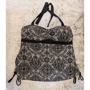 Pure Energy‎ Halter Neck Tankini 14W Built in Bra Cinch Sides Floral